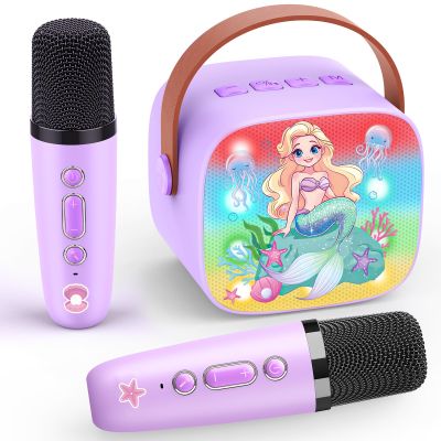 Mini Karaoke Machine with 2 Wireless Karaoke Microphones