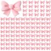 100 Pcs Pink Bowknot Cupcake Toppers Glitter Pink Bow Cake Picks view 1