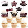 2026 Graduation Cupcake Toppers - 48 Pcs Maroon Graduation Party Supplies Mini Cake Food/Appetizer Picks For Class of 2026 Graduation Decorations view 1