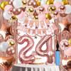 24th Birthday Decorations For Women, 24 Year Olds Happy Birthday Banners Party Decor Balloon Foil Fringe Curtains Heart Star Confetti Balloons, 24th Rose Gold Party Supplies for Girls Women Her view 1