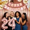 24th Birthday Decorations For Women, 24 Year Olds Happy Birthday Banners Party Decor Balloon Foil Fringe Curtains Heart Star Confetti Balloons, 24th Rose Gold Party Supplies for Girls Women Her view 3