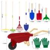 Qtioucp Kids Gardening Tools Outdoor Toys Set Backyard Play with Wheelbarrow Educational STEM Learning Pretend Toys Outdoor Indoor for Toddlers Kids Boys Girls (Red Wheelbarrow Set) view 4