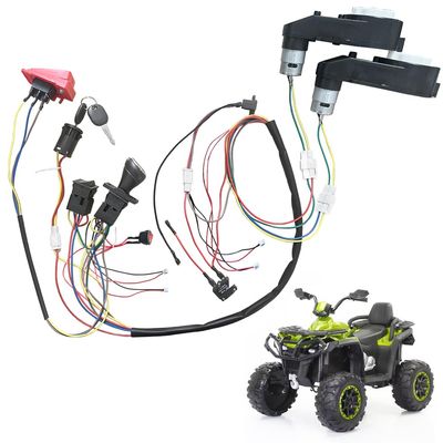 24V Motor Gearbox Wires Harness Conversion Kit for Power Wheels Trax Upgrade,Wire Harness Switch Motor Gearbox Set for Self-Made Kids Electric Ride on Toys Car Replacement Parts,18V,High Speed.Fast