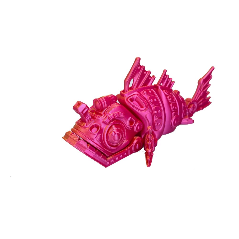 3D Printed Articulated Piranha Toy  Fun Movable Design for Desk Decor Fidget & Decompression Cute Fish Model for Adults with Autism & ADHD Premium Quality (Red&Gold)