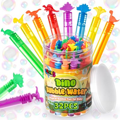 LovesTown 32Pack Bubbles for Kids Party Favors, 8Styles Dinosaur Mini Bubbles Wands, Classroom Giveaways, Carnival Prizes, Birthday Treats Supplies, Party Goodie Bag Stuffer Fillers for Toddlers