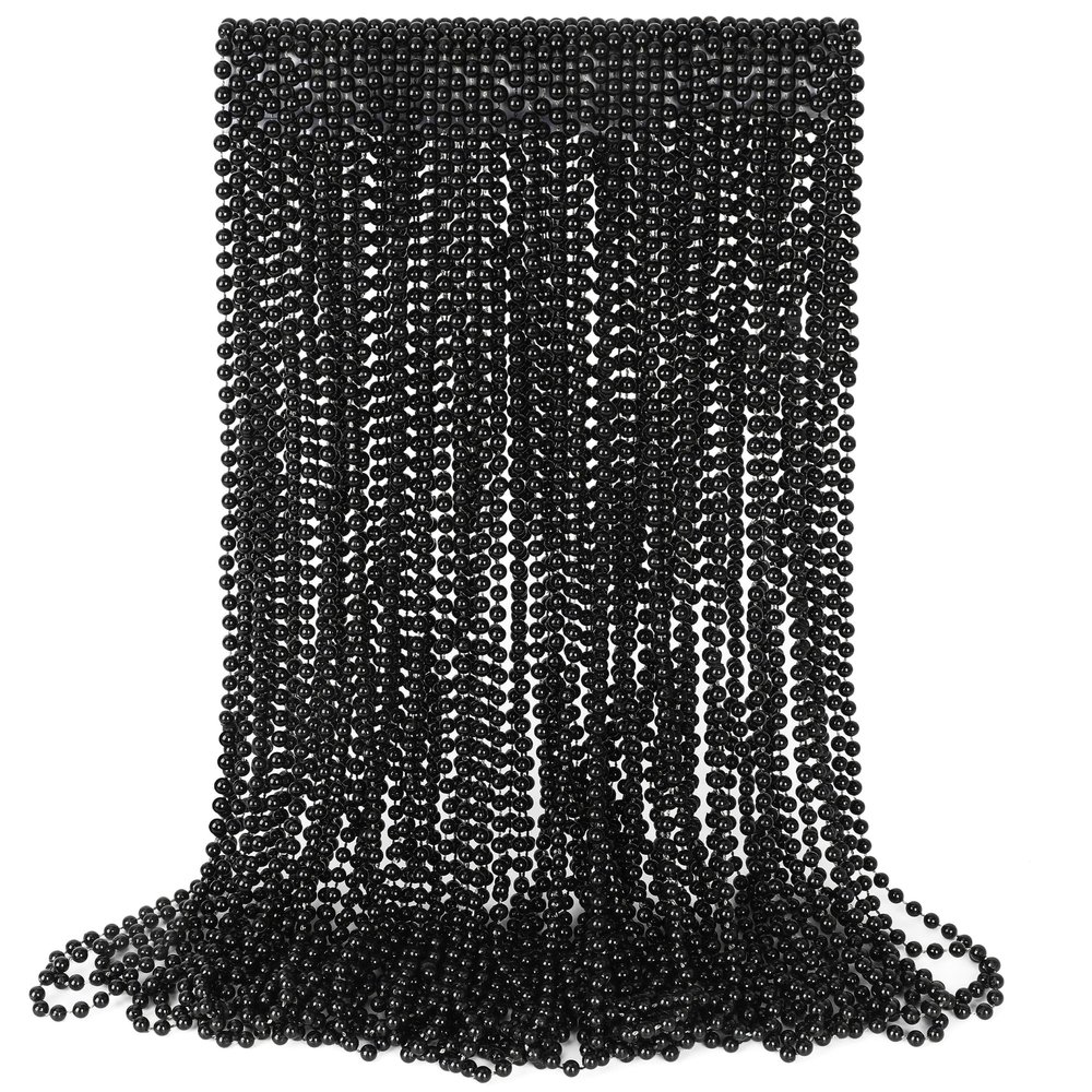 Beads Necklace, 30PCS Black Necklaces Halloween Stuff Accessories, 33" Mardi Gras Beads Necklace Costume Bulk, Festival Parade Throw for Halloween New Years Eve Party Events Supplies Decorations