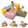 Rinnebbit 6-Piece Foam Climbing Blocks, Kids Climb and Crawl Soft Play Set, Machine Washable Cover, Baby Indoor Activity Play Structure, Climbing Toys for Toddlers 1-3 (Multi-Color, no Ball Pit) view 1