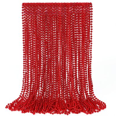 30PCS Beads Necklace, Red Valentines Necklace Stuff Party Favors, 33" Red Necklaces Festival Parade Throw Accessories for Wedding Birthday Valentines Mardi Gras Christmas Celebrations Decorations