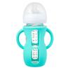 2 Pack Silicone Sleeves for Philips Avent Glass Natural Baby Bottles 4oz and 8oz, Anti Breakage Baby Bottle Holder with Handle, Feeding Bottle Handle (Cyan) view 2