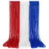 4th of July Necklace Decorations, 30PCS 4th of July Beads Necklaces Accessories, Metallic Patriotic Independence Day Red Blue White Bulk, Beads Necklace for Memorial Day Patriotic Parades Party Favors view 1