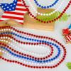 4th of July Necklace Decorations, 30PCS 4th of July Beads Necklaces Accessories, Metallic Patriotic Independence Day Red Blue White Bulk, Beads Necklace for Memorial Day Patriotic Parades Party Favors view 3