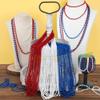 4th of July Necklace Decorations, 30PCS 4th of July Beads Necklaces Accessories, Metallic Patriotic Independence Day Red Blue White Bulk, Beads Necklace for Memorial Day Patriotic Parades Party Favors view 4