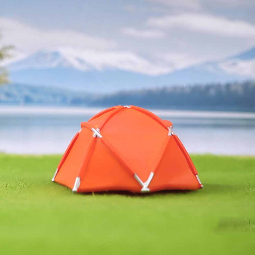 1/18 1/24 1/43 1/64 1/87 Scale Camping Tent Miniature Scene Decor, Miniature Decoration Accessories, Dollhouse Outdoor Accessories Furniture Tent, Miniature Toy Furnishing (1/87 Orange)