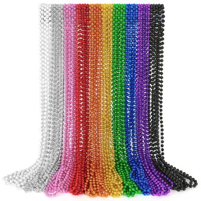 30PCS Mardi Gras Beads, Metallic 10 Kinds Beaded Necklace Party Favors, 33" Colorful Mardi Gras Necklace Bulk Stuff, Festival Parade Throw Accessories for Wedding Birthday Celebrations Decorations
