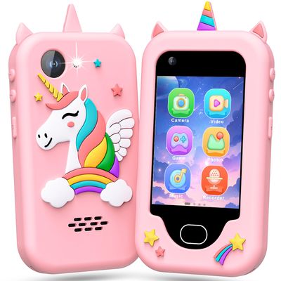 Lapare Kids Smart Phone for Girls, Christmas Birthday Gifts for Girls Age 3-10,Kids Toys Cell Phone, Toddler Learning Play Toy Phone with Dual Camera, Game, Music Player and More (32G)