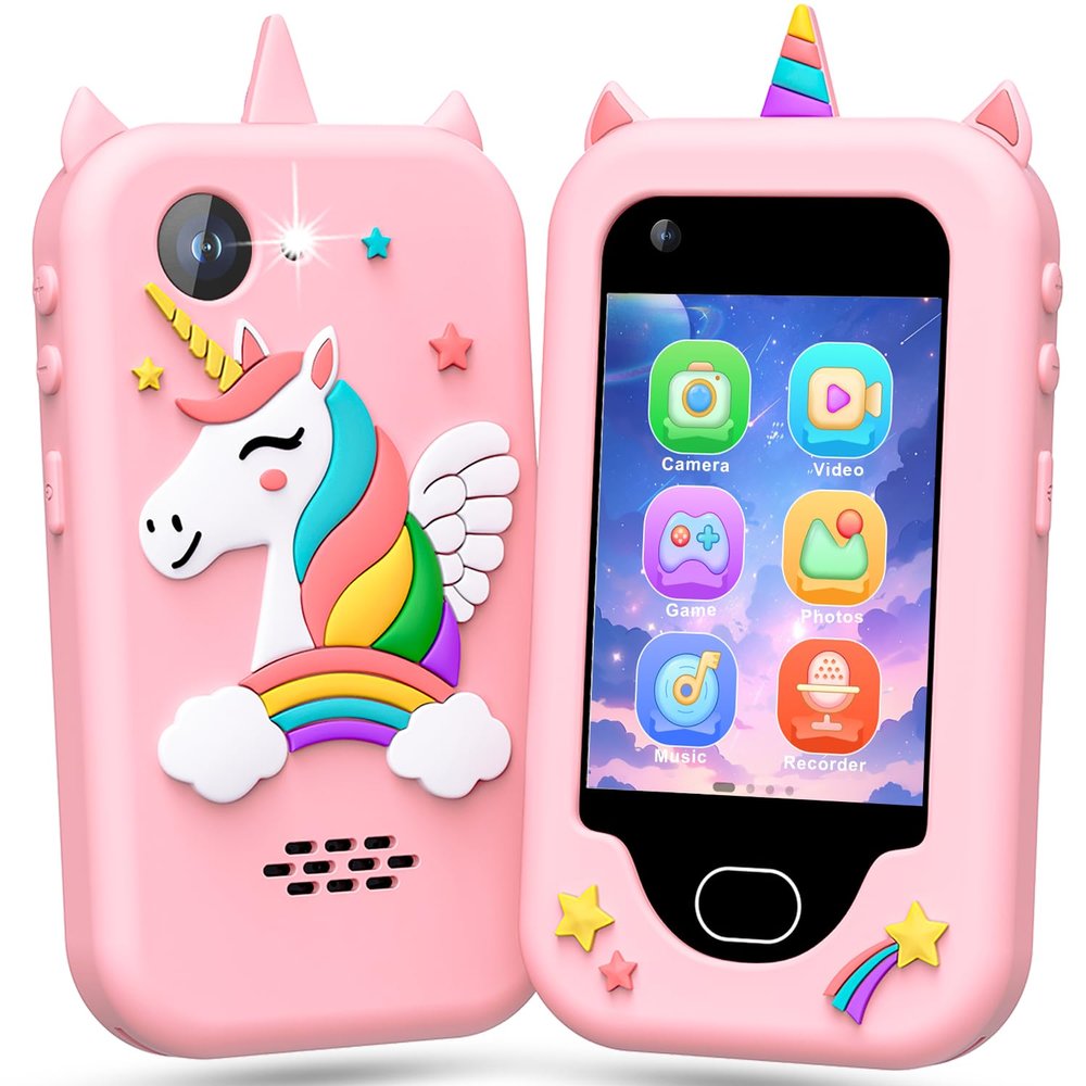 Lapare Kids Smart Phone for Girls, Christmas Birthday Gifts for Girls Age 3-10,Kids Toys Cell Phone, Toddler Learning Play Toy Phone with Dual Camera, Game, Music Player and More (32G)
