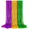 EOBOH 30PCS Mardi Gras Accessories, Green Purple Gold Mardi Gras Beads Necklaces Bulk, Metallic 33" Round Beads Necklace Costumes Decor, Parade Throws Party Decorations Favor Supplies view 1