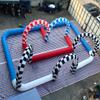 Inflatable Go Kart Race Tracks Inflatable Didi Car Race Track Sport Game Air Racing Bumper Car Happy Hopper Circuit for Birthday Party and Event (Blue Red, 40x20x8.2FT) view 2