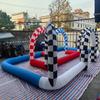 Inflatable Go Kart Race Tracks Inflatable Didi Car Race Track Sport Game Air Racing Bumper Car Happy Hopper Circuit for Birthday Party and Event (Blue Red, 40x20x8.2FT) view 4