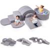 Rinnebbit 9-Piece Foam Climbing Blocks for Toddlers, Baby Climb and Crawl Soft Play Set with Ball Pit, Machine Washable Cover, Indoor Activity Play Structure, Climbing Toys for Toddlers 1-3 (Gray) view 1