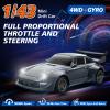 ACAMMZAR Mini RC Drift Car with Gyro, 1:43 4WD Full Proportional RC Cars, 18KM/H High Speed Remote Control Car with Lights, Extra Racing Tires, Vehicle for Adults Kids Boys, Gray view 2
