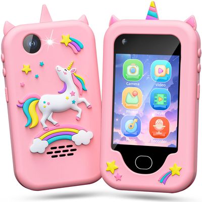 Lapare Kids Toy Smartphone, Birthday Gifts for Girls 3 4 5 6 7 8 Years Old, Unicorn Toddler Play Phone with Camera, Educational Games, MP3 Music