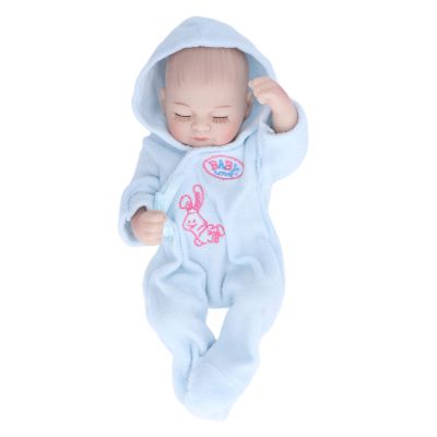 10inch Reborn Dolls Soft Silicone Delicate Facial Details Washable Lifelike Baby Doll Toy with Pajamas (10inch Blue boy with Eyes Closed)