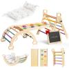 BlueWood Pikler Triangle Set with Cushion, 8-in-1 Foldable Wooden Toddler Climbing Toys Indoor Playground Jungle Gym Montessori Philosophy Climber for 2-6 Years Old, Baby, Kids (Rainbow) view 1