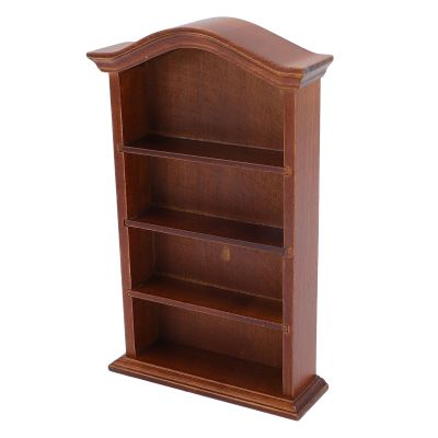 1:12 Scale Miniatures Dollhouse Wooden Bookcase, 4 Floors Furniture Display Bookshelf Cabinet, Miniature Book Shelf Dollhouse Decoration Accessories for Home Bedroom
