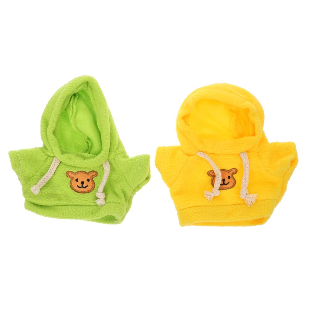 Veemoon 2pcs Plush Bear Doll Hoodies Adorable Replacement Clothes for Stuffed Animals Green and Yellow Outfits for DIY Decoration and Dress up