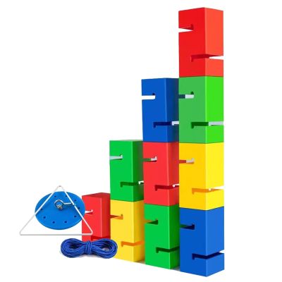 Field Day ABS Team Tower Game Sets, Outdoor Lawn/Beach Teamwork Games for Corporate Training & Family Bonding Activities(8PCS)