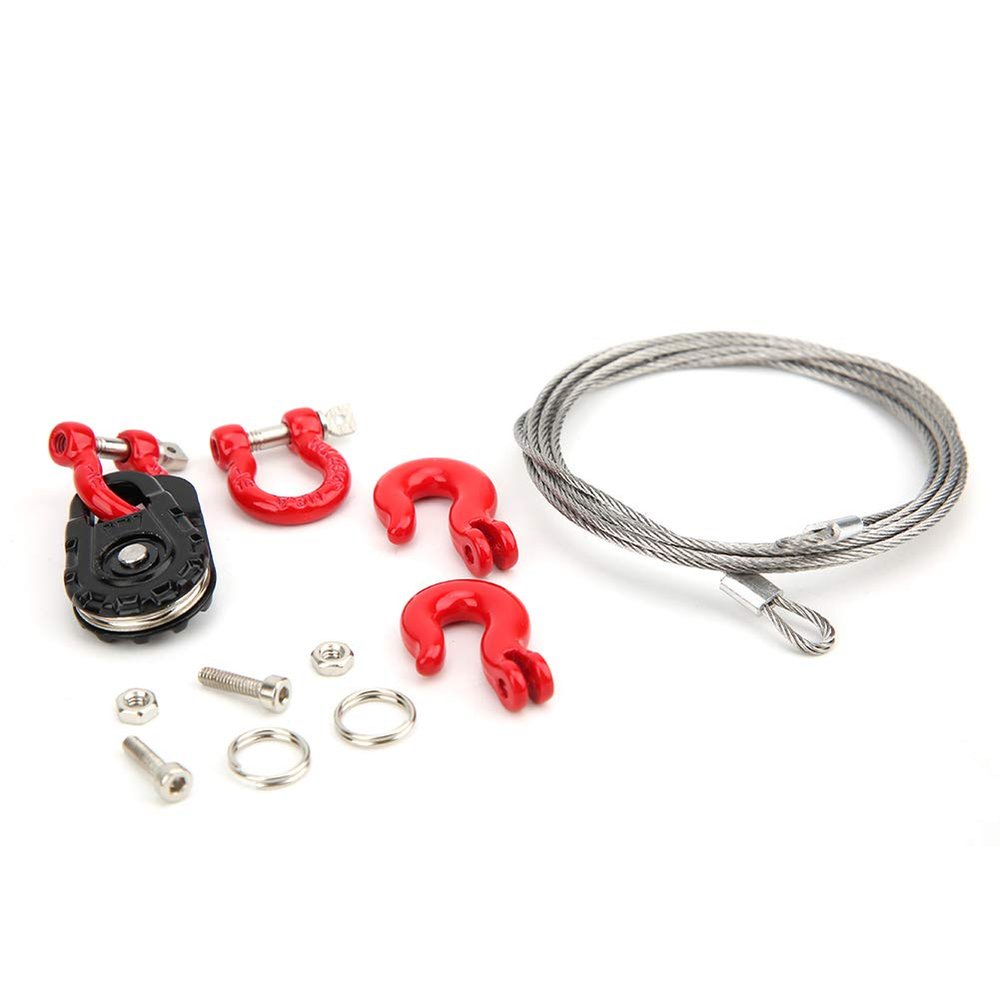 CHICIRIS RC Steel Rope, Pulley, Lock Sleeve Set, Improve Climbing Car Simulation, for Hsp, Metal Decoration Accessories