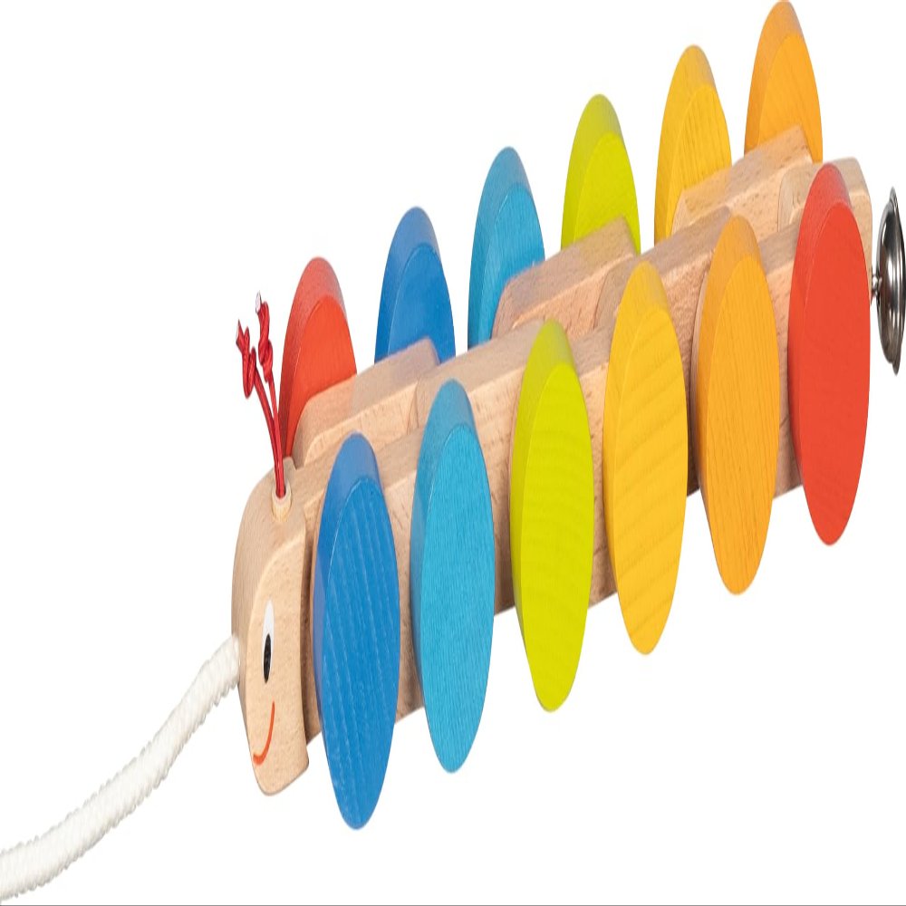goki 54843  Mathilda Caterpillar  Lovingly Designed Wooden Pull Along Animal with Bell