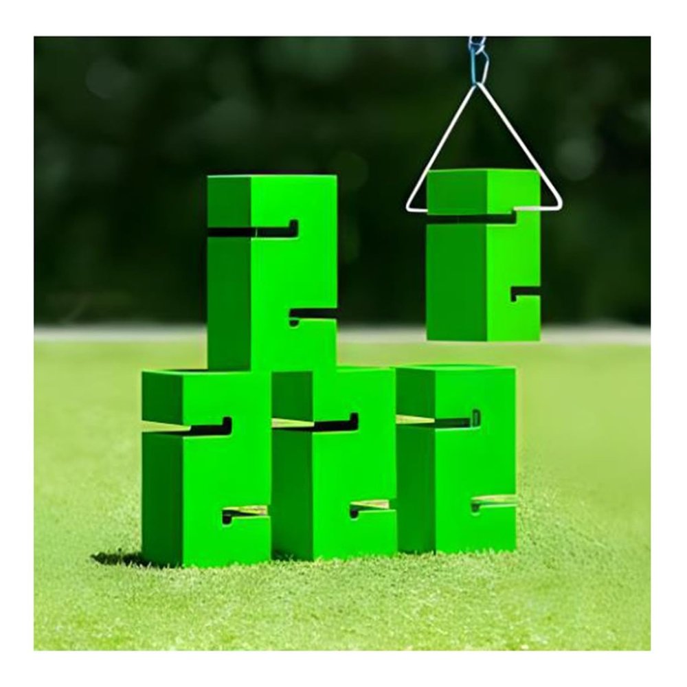 Field Day Team Building Game Stacking Block, Color Rugged ABS Material, Improve Group Leadership Communication Skills(Green,5PCS)
