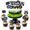 13 Pcs Gamer Cake Topper - Sturdy Cardboard Gamer Cake Decorations with Detailed Gamepads, Video Game Cake Topper Easy & Firm Installation Sticks - Splashy Video Game Decorations for Boys & Girls view 1