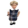 18 inch Doll Outfit-School Plaid Jumper Include Blouse and Hair Accessory/Add on Option: Sock and Shoe (Doll is not Included) (Dropped Waist Jumper,Sock,ShinyBlack Shoe, Plaid 57) view 1