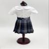 18 inch Doll Outfit-School Plaid Jumper Include Blouse and Hair Accessory/Add on Option: Sock and Shoe (Doll is not Included) (Pleated Skirt,Sock,ShinyBlack Shoe, Plaid 57) view 3