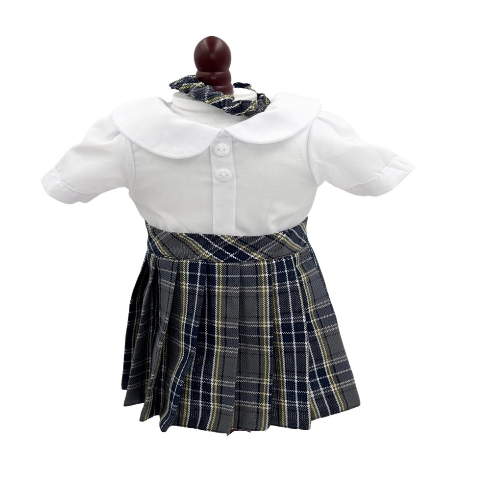 18 inch Doll Outfit-School Plaid Jumper Include Blouse and Hair Accessory/Add on Option: Sock and Shoe (Doll is not Included) (Pleated Skirt Only, Plaid 42)