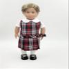 18 inch Doll Outfit-School Plaid Jumper Include Blouse and Hair Accessory/Add on Option: Sock and Shoe (Doll is not Included) (Dropped Waist Jumper Only, Plaid 69) view 2