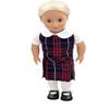 18 inch Doll Outfit-School Plaid Jumper Include Blouse and Hair Accessory/Add on Option: Sock and Shoe (Doll is not Included) (Dropped Waist Jumper,Sock,Matte Black Shoe, Plaid 36) view 1