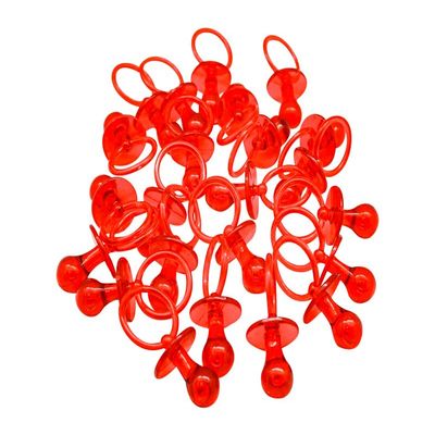 2.5" Baby Pacifier Party Favors, 36 Pieces, Gender Reveal Shower Decorations, Boy Girl Gender Neutral Table Scatter, DIY Party Games Decor (Red)