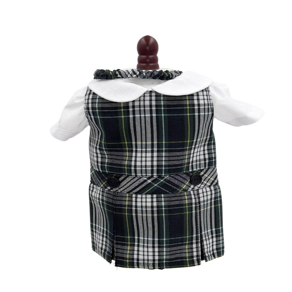 18 inch Doll Outfit-School Plaid Jumper Include Blouse and Hair Accessory/Add on Option: Sock and Shoe (Doll is not Included) (Dropped Waist Jumper Only, Plaid 61)
