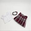 18 inch Doll Outfit-School Plaid Jumper Include Blouse and Hair Accessory/Add on Option: Sock and Shoe (Doll is not Included) (Pleated Skirt,Sock,Matte Black Shoe, Plaid 54) view 2