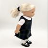 18 inch Doll Outfit-School Plaid Jumper Include Blouse and Hair Accessory/Add on Option: Sock and Shoe (Doll is not Included) (Dropped Waist Jumper,Sock,Matte Black Shoe, Plaid 83) view 4