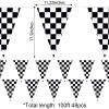 100Ft Checkered Flag Banner, Race Car Themed Birthday Party Decorations Supplies, Black and White Checkered Pennant Racing Banner view 2