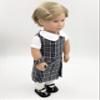 18 inch Doll Outfit-School Plaid Jumper Include Blouse and Hair Accessory/Add on Option: Sock and Shoe (Doll is not Included) (Dropped Waist Jumper,Sock,ShinyBlack Shoe, Plaid 42) view 4