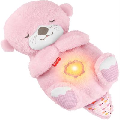 Fisher-Price Baby Toy Soothe n Snuggle Otter, Pink Plush Portable Sound Machine with Breathing Motion & Lights for Newborns Ages 0+ Months