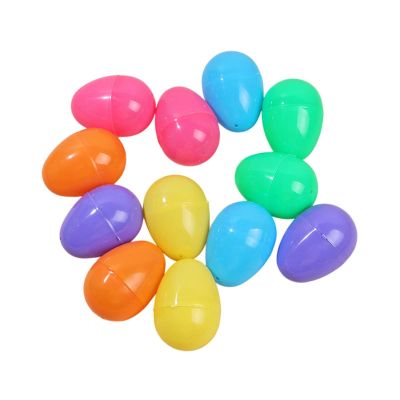 Garende Unfilled Easter Eggs Assorted Colors Compact for Suprise Egg Printed Easter Basket Fillers for Classroom Prize Supplies DIY, 12 Pieces