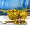 3D Printed Baby Dragon with Dragon Egg, Articulated Baby Dragon, 6" Gold and White Cherry Blossom Baby Dragon, Fidget ADHD Autism Toy BD004-GOLD-GE view 3