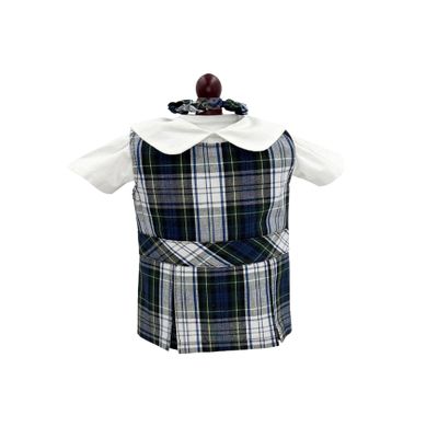 18 inch Doll Outfit-School Plaid Jumper Include Blouse and Hair Accessory/Add on Option: Sock and Shoe (Doll is not Included) (Dropped Waist Jumper Only, Plaid 80)